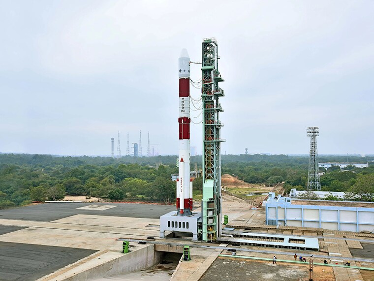 PSLV-C62 before the launch at the launching station at Sriharikota.
Photo courtesy ISRO
