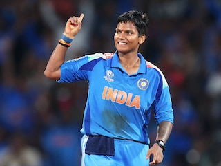 Deepti Sharma is the first ever cricketer to score 200+ runs and take 20+ wickets in a single edition of the World Cup. Photo by Matthew Lewis-ICC/ICC via Getty Images