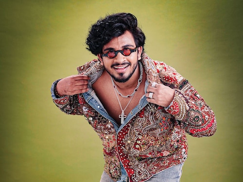 Sanju Rathod, Musician. Photo by Harsh Jimnani. Styling: Kairavi Jhaveri; Embellished jacket: The Banjara Trail
