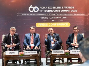 : Automotive Component Manufacturers Association of India (ACMA) press conference, (from left )Vinnie Mehta, director general, ACMA; Vikrampati Singhania, President, ACMA; Vikram Janakiraman, MD and senior partner, BCG; Saurabh Chhajer, MD and partner, BCG.
Photo by Madhu Kapparath
