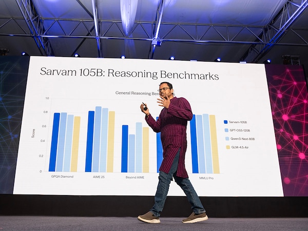 Sarvam's Co-Founder Pratyush Kumar at the launch of their new LLM which takes them to the global frontier at the India AI Impact Summit in New Delhi.
Photo by Amit Verma
