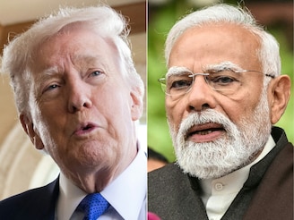 (from left) US President Donald Trump in Palm Beach, Florida on February 1, 2026 and India's Prime Minister Narendra Modi in New Delhi on January 29, 2026. Trump said that "out of friendship and respect" for Modi, the United States would lower its reciprocal tariff rate from 25 percent to 18 percent, while India would reduce tariffs on US goods to zero. Photo by Saul Loeb / AFP
