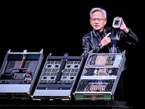 Nvidia CEO Jensen Huang introduces Vera Rubin, a next-generation AI data center platform, and Rubin Ultra, a next-generation AI GPU architecture, during the keynote address at the company's annual GTC developers conference in San Jose, California, on March 16, 2026.
Photo by Josh Edelson / AFP