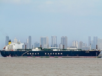 Jag Vasant, an Indian-flagged tanker carrying liquefied petroleum gas (LPG) that transited through the Strait of Hormuz amid the Middle East war, remains docked at an offloading terminal along the coast in Mumbai on April 1, 2026. India's oil ministry said on April 1 domestic jet fuel prices would rise as the Middle East war pushed up energy costs, but that it had cushioned airlines from an expected 100 percent jump. Photo by Punit Paranjpe / AFP