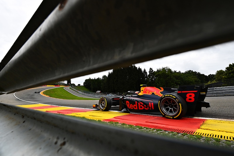 Jehan Daruvala of India and Carlin (8) drives during practice for the Formula 2 Championship at Circuit de Spa-Francorchamps on August 28, 2020 in Spa, Belgium