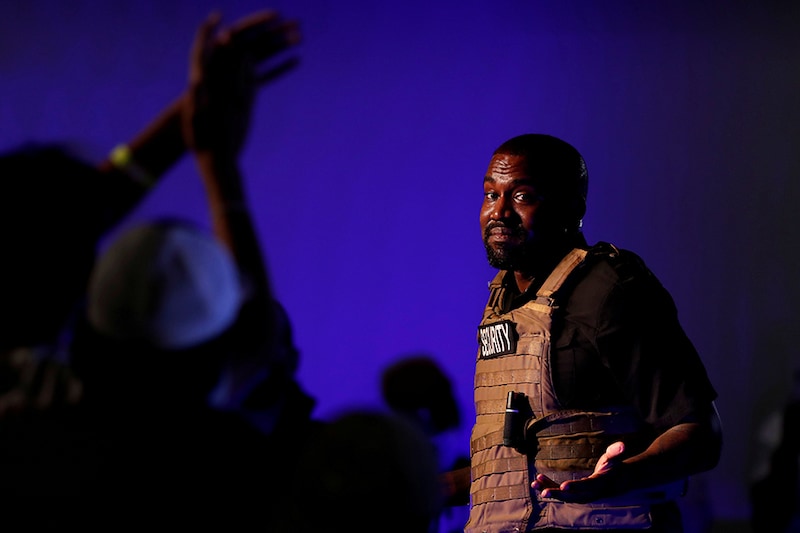 Rapper Kanye West holds his first rally in support of his presidential bid in North Charleston, South Carolina, U.S. July 19, 2020.