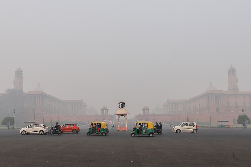 A view of the North Block and South block in Delhi enveloped in smog, early this morning. Like every year Delhi"s air pollution level has started rising with stubble burning in adjoining areas. Air quality index in various parts of Delhi recorded past 24 hours is 416, according to the Delhi Pollution Control Committee, indicating the severity of the issue.