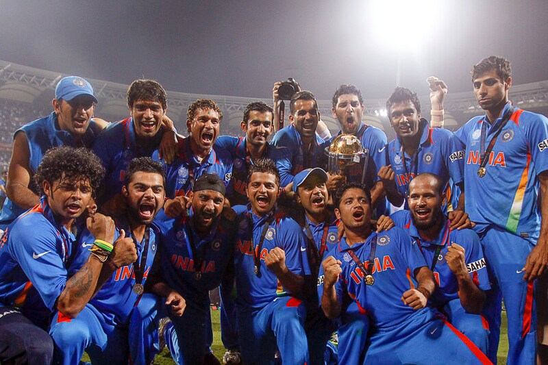 On this day, ten years back—April 2, 2011—India"s players celebrate after India won their ICC Cricket World Cup final match against Sri Lanka in Mumbai.