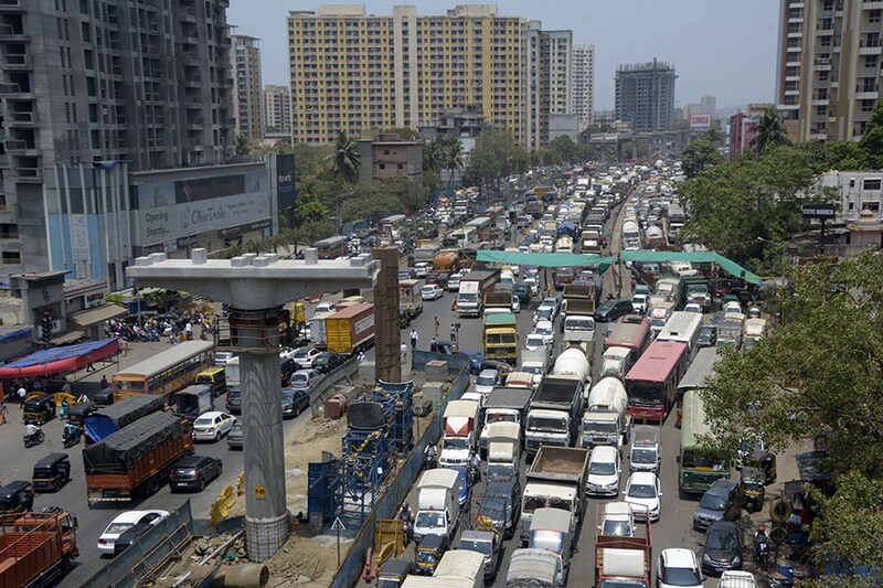 Huge traffic jam in at Dahisar Check Naka amid weekend lockdown as people look to move out of the city fearing another stringent and full lockdown.