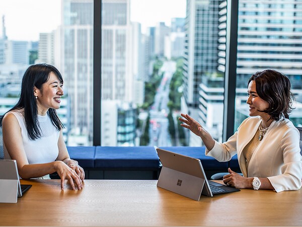 Naomi Koshi, left, and Kaoru Matsuzawa in their office in Tokyo, on Aug. 20, 2021. Koshi and Matsuzawa started a firm earlier this year to train women for board positions and match them with companies Image: Shiho Fukada/The New York Times