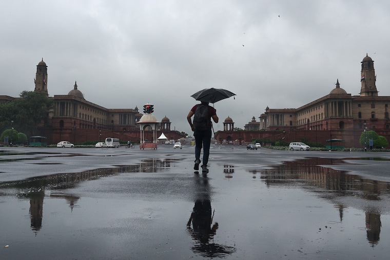 A rainy day on Rajpath leading to Raisina Hill. A Supreme Court bench okayed the Central Vista and New Parliament building projects on January 6, 2020 that will create larger working space for legislators and an integrated administrative block for ministries of the Center in New Delhi