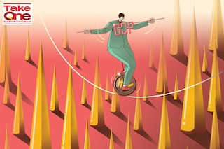 The growth-inflation trade-off is at a critical point. Inflation has crossed RBI’s upper threshold of 6 percent at a time when durable recovery in the domestic economy is at a nascent stage
Illustration: Chaitanya Dinesh Surpur