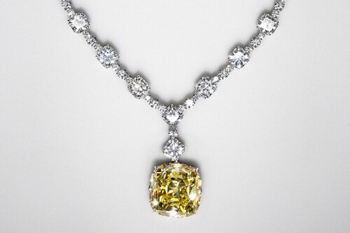 The 128.54-carat Tiffany Diamond will be featured in a special section of the "Vision &amp Virtuosity" exhibition at the Saatchi Gallery in London. Image: Courtesy of Tiffany &amp Co.