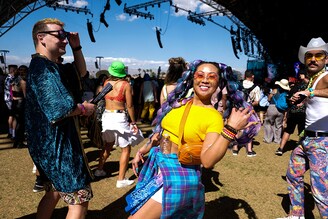 People attend the Coachella Valley Music and Arts Festival at Empire Polo Club in Indio, California, U.S., April 22, 2022.
