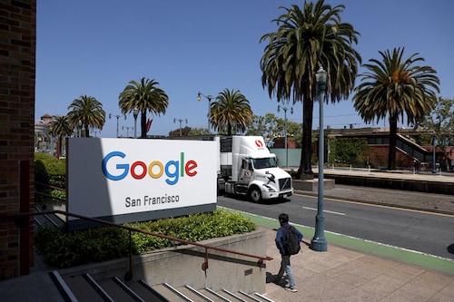 A view of Google office in San Francisco, California, April 26, 2022 . Google parent company Alphabet reported first quarter earnings yesterday after the closing bell.
Justin Sullivan/Getty Images via AFP A view of Google office in San Francisco, California, April 26, 2022 . Google parent company Alphabet reported first quarter earnings yesterday after the closing bell.
Justin Sullivan/Getty Images via AFP