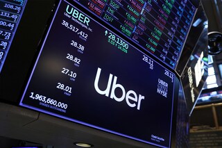 The Uber logo is seen on the trading floor at the New York Stock Exchange (NYSE) in Manhattan, New York City. Image:&nbspAndrew Kelly/ Reuters
