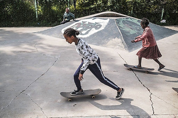 Members of Ethiopian Girl Skaters, an all-female group, are pushing back against gender stereotypes and having fun doing it.
Image: Eduardo Soteras / AFP