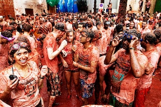 The annual "Tomatina" festival in Bunol, eastern Spain, has been billed "the world"s biggest food fight". Image: Jaime Reina/ AFP