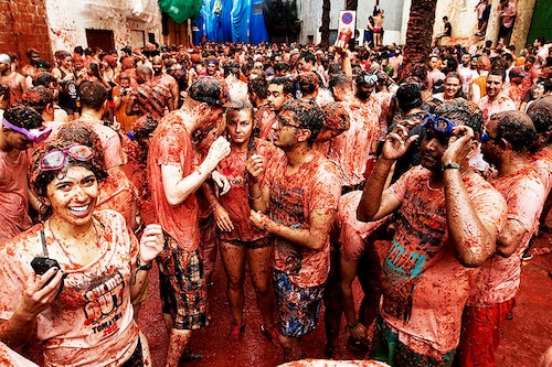 The annual "Tomatina" festival in Bunol, eastern Spain, has been billed "the world"s biggest food fight". Image: Jaime Reina/ AFP The annual "Tomatina" festival in Bunol, eastern Spain, has been billed "the world"s biggest food fight". Image: Jaime Reina/ AFP