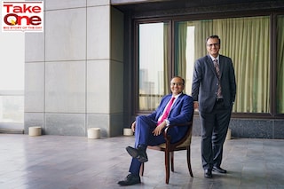 Utpal Oza ( left ), MD &amp Head of Investment Banking with Amit Thawani (right) , MD &amp Head of India Coverage , Nomura India at their office at Worli
Image: Neha Mithbawkar for Forbes India