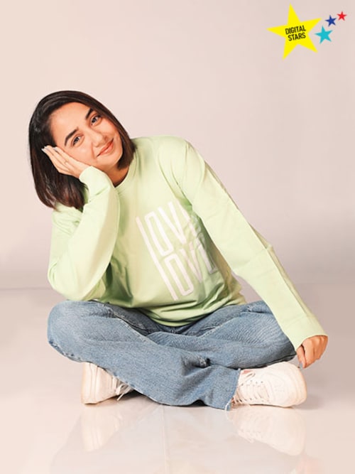 Prajakta Koli launched
her merchandise line in 2021. It comprises T-shirts, hoodies, sweatshirts, mugs, totes, masks, and sippers, among other things Prajakta Koli launched
her merchandise line in 2021. It comprises T-shirts, hoodies, sweatshirts, mugs, totes, masks, and sippers, among other things
