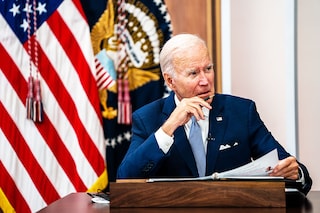 WASHINGTON, DC July 28, 2022: US President Joe Biden during a meeting with CEOs to receive an update on economic conditions across key sectors and industries in the South Court Auditorium of the Executive Office Building on July 28, 2022. Image: Demetrius Freeman/The Washington Post via Getty Images