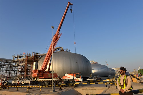 A partial view of Saudi Aramco"s Abqaiq oil processing plant. (Credits: FAYEZ NURELDINE / AFPâ€‹)