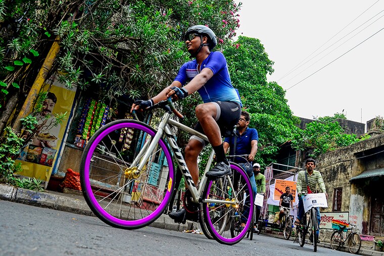 A man rides his bicycle as he participates in a bicycle rally to observe the World Bicycle Day in Kolkata, India on June 3, 2022. World Bicycle Day was first marked on June 3, 2018, when the United Nations first adopted a resolution during the 72nd Regular Session of the United Nations General Assembly in New York City in April. World Bicycle Day becomes all the more significant with the growing concerns around the lack of physical activities among people and its health hazards. A cycle is a clean, affordable, and environment-friendly mode of transportation and promoting its use contributes to the conservation of nature and achieving cleaner air and environment.