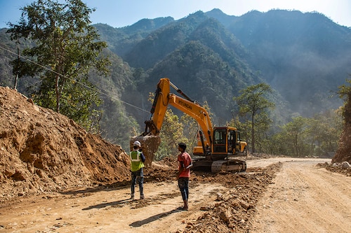 (File Image) Uttarakhand, India: construction work in progress of Road-widening projects in Uttarakhand called CharDham Yatra Marg Project or Char dham road Project, rishikesh badrinath highway.