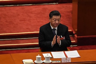 China"s President Xi Jinping applauds during the closing session of the National PeopleÃ­s Congress (NPC) at the Great Hall of the People in Beijing on March 11, 2022. Image: Leo RAMIREZ / AFP
