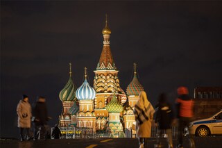 File image of Saint Basil"s Cathedral on Red Square at night in Moscow.
Image: Andrey Rudakov/Bloomberg