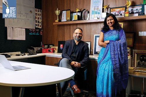Sandeep Sharma, senior VP and MD, and Rekha Narendra, VP and HR head—India
Image: Vikas Chandra Pureti for Forbes India Sandeep Sharma, senior VP and MD, and Rekha Narendra, VP and HR head—India
Image: Vikas Chandra Pureti for Forbes India