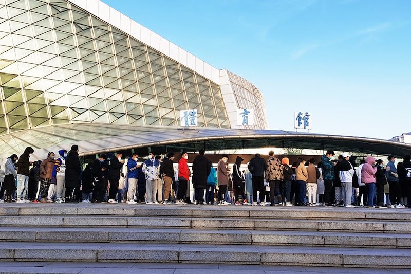 Residents line up to get tested for Covid-19 outside a gym in Changchun in Northeast China"s Jilin province on March 11, 2022. China locked down Changchun, a city of nine million residents amid a new spike in Covid-19 cases, China"s biggest Covid surge in two years.