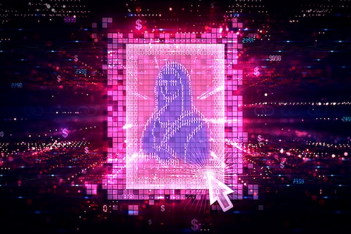 Visual artist vonMash sits in his studio in Springs, South Africa, on February 7, 2022 as he works to create a Non-Fungible Token (NFT) for the online digital art market.
Image: Luca Sola/ AFP