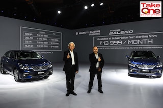 Kenichi Ayukawa, Managing Director & CEO and Shashank Srivastava, Sr Executive Director Marketing and Sales, Maruti Suzuki at the launch of New Age Baleno at Aero City, New Delhi on February 23, 2022.
Photo by Vipin Kumar/Hindustan Times via Getty Images