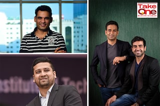 Clockwise: Abhiraj Singh Bahl of Urban Company (Image: Pradeep Gaur/Mint via Getty Images), Nithin and Nikhil Kamath of Zerodha (Image: Nishant Ratnakar for Forbes India), Binny Bansal of Flipkart (Image: Vipin Kumar/Hindustan Times via Getty Images). Ultra net-worth individuals (UHNIs) from the technology sector, have donated more generously than other sectors.