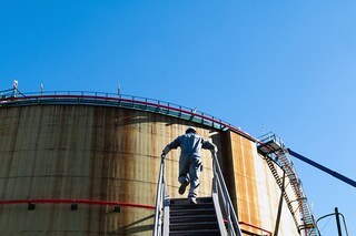 Part of a liquefied natural gas terminal in Panigaglia, Italy, on Feb. 1, 2022. Experts say it will take two to five years to build enough terminals on both sides of the Atlantic to allow for more significant exports of American LNG. (Clara Vannucci/The New York Times)