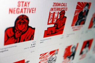 POPaganda, a non-fungible token (NFT) collection created by Malaysian artist Simon Fong depicting life under the coronavirus disease (COVID-19) lockdown in China"s Shanghai. Image: Florence Lo/ Reuters