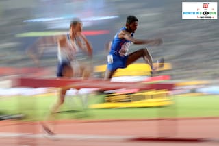 India"s steeplechase runner Avinash Sable in action. Image:Â Lucy Nicholson / Reuters