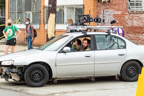 Film crew on the set of Netflix feature film, "Hustle" with actor Adam Sandler on September 22, 2021 in Philadelphia, Pennsylvania. (Credits: Gilbert Carrasquillo/GC Images/Getty) Film crew on the set of Netflix feature film, "Hustle" with actor Adam Sandler on September 22, 2021 in Philadelphia, Pennsylvania. (Credits: Gilbert Carrasquillo/GC Images/Getty)