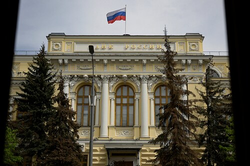 A view of the Russian Central Bank headquarters in downtown Moscow on May 26, 2022.​ (Credits: Natalia KOLESNIKOVA / AFP) A view of the Russian Central Bank headquarters in downtown Moscow on May 26, 2022.​ (Credits: Natalia KOLESNIKOVA / AFP)