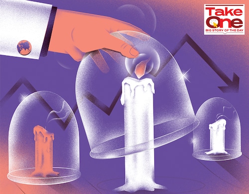 In India, private equity and venture capital funding was 27 percent lower in April 2022, compared with the same period last year, according to accounting firm EY and Indian PE and VC Association (IVCA)
Illustration: Chaitanya Dinesh Surpur In India, private equity and venture capital funding was 27 percent lower in April 2022, compared with the same period last year, according to accounting firm EY and Indian PE and VC Association (IVCA)
Illustration: Chaitanya Dinesh Surpur