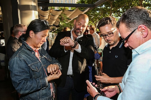 In this file image, Adam Craniotes, founder of the Redbar Group (C) attends the Frederique Constant and Alpina Press Day &amp Cocktail Event at Le District Restaurant in New York City. (Photo by ROB KIM / GETTY IMAGES NORTH AMERICA / Getty Images via AFP)