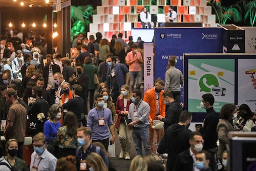 A file photo of the Web Summit in Lisbon on November 2, 2021. The 2022 edition of Europe"s largest tech event Web Summit kicks off in Lisbon today
Image: Carlos Costa / AFP