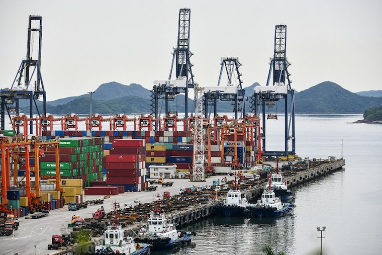 This aerial photo shows a view of Yantian port in Shenzhen in China"s southern Guangdong province. Image: AFP / China OUT