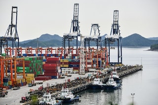 This aerial photo shows a view of Yantian port in Shenzhen in China"s southern Guangdong province. Image: AFP / China OUT
