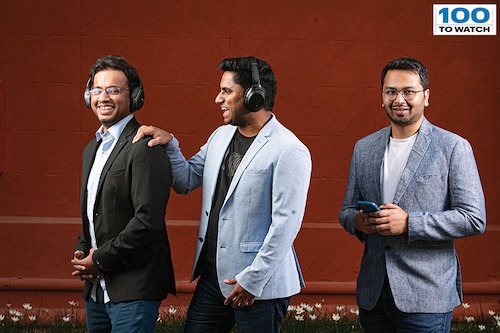 (From left) Prateek Dixit, Nishanth KS and Rohan Nayak, co-founders, Pocket FM
Image: Selvaprakash Lakshmanan for Forbes India (From left) Prateek Dixit, Nishanth KS and Rohan Nayak, co-founders, Pocket FM
Image: Selvaprakash Lakshmanan for Forbes India