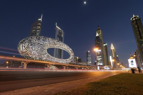 A file photo taken on July 8, 2022 shows a view of the Museum of the Future in the Gulf emirate of Dubai. The UAE has unveiled its first ministry in the Metaverse and a virtual trip to Mars as Dubai attempts to become a hub for the immersive world, which remains in its infancy but is attracting growing interest. Image: GIUSEPPE CACACE / AFP