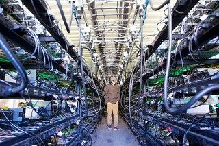The business model of crypto miners who used vast power-guzzling computer rigs to compete with each other to solve complex equations, and win the prize of adding entries to the blockchain and generate coins was wiped out overnight by the Ethereum software upgrade called the "Merge". Image: Natalie Behring/Getty Images