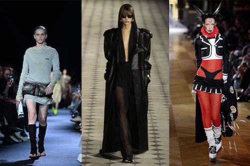 The pockets, leather and visible underwear, are among the standout trends from Paris Fashion Week.
Image: Emmanuel Dunand / Geoffroy Van Der Hasselt / Julien De Rosa / AFP